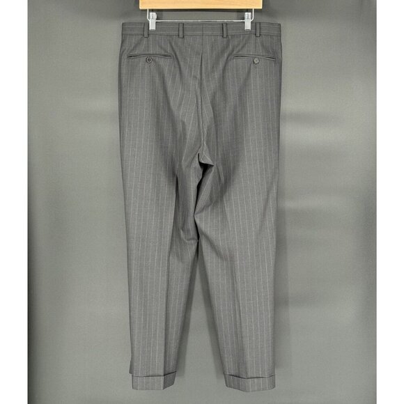 Brooks Brothers 346 Men's Pinstripe Dress Pants W38 L31 Gray Stretch Wool Blend - Picture 2 of 8